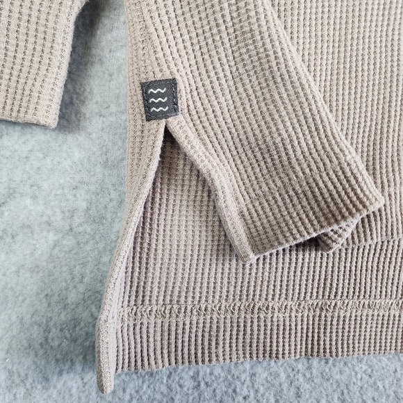 Free Fly Bamboo Waffle Knit V Neck Hoodie Women's XS Beige Drawstring Textured - Picture 2 of 2